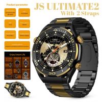 JS ULTIMATE2 1.53 INCH BT CALL SMART WATCH RDFIT APP WITH 2 STRAPS (SILICONE STRAP/STEEL BELT) GOLD STYLE